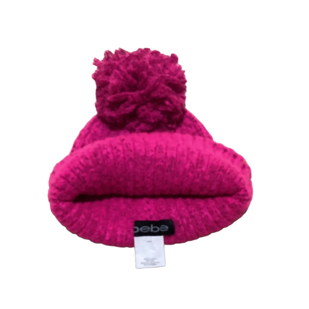 🆕🔥BEBE SLOUCH BEANIE W/POMPOM SUPER CHIC&STYLISH PRETTY/PINK&BEBE EMBLEM NWT!! - Picture 5 of 9